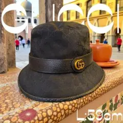 【美品】グッチ ハット 帽子 GG柄 ダークブラウン 濃茶 サイズXL 美品】グッチ ハット 帽子 GG柄 ダークブラウン 濃茶 サイズXL