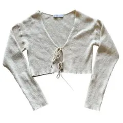 NOBLEリブニット カーディガン ショート丈 リブ編み クロップドカーディガン