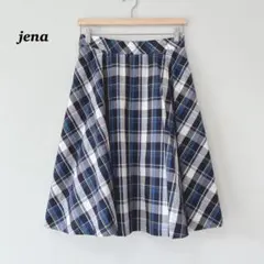 Jena ジェナ　チェック　ひざ丈　フレアスカート　バックボタン　ヴィンテージのサムネイル