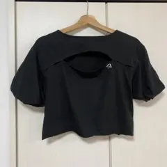ナイスクラップ 胸あきTee Tシャツ トップス 黒 ワンポイント 刺繍のサムネイル
