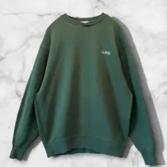 【美品】L.L.Bean グリーンスウェット 刺繍ロゴ USA名作 L相当