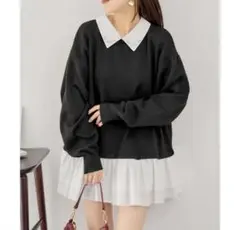 【Chico】 ビジュー衿フリルデザインミニOP