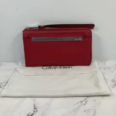 良品　Calvin Klein カルバンクライン 長財布　ポーチ　レッド　レザーのサムネイル