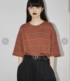 【TODAYFUL】ボーイフレンドボーダーTシャツ　オレンジ　フリーサイズのサムネイル