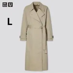 美品 UNIQLO ユニクロユー L ベージュ トレンチコート ロング丈