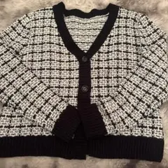 黒白ツイード カーディガン Fサイズ ニット