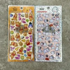 プチドロップステッカー　くまのプーさん　101匹わんちゃん　2枚セット