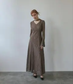 ANDRESD back open teardrop dress モカ