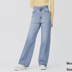 GU ハイウエストセミワイドジーンズ S