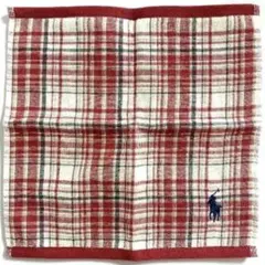 新品 ハンカチ ハンドタオル ラルフローレン チェック 赤 × 白 × 紺