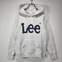 LEE　ビッグロゴ　フーディー　パーカー　S　裏起毛　ホワイト　アメカジ　古着