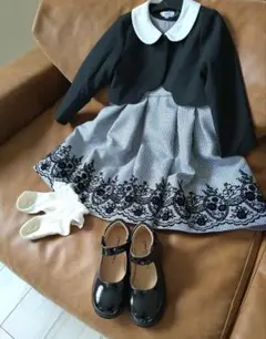 フォーマルドレス ブラック・ホワイト 110cm４点セット