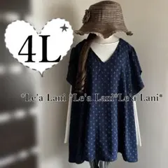 4L*春夏*ネイビードット上品ブラウスチュニック♪大きいサイズ*レディース