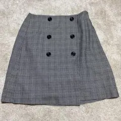 GU ジーユー チェック柄 ダブルボタン タイトスカート ミニスカート