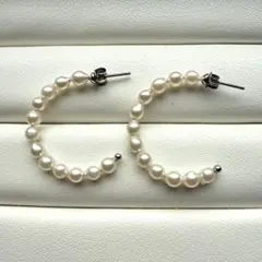 あこや真珠　ベビーパール　フープピアス　サークル　上品　シンプル　未使用