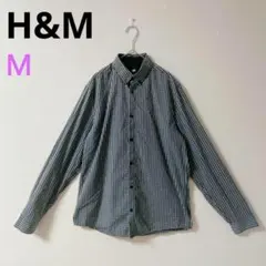 【H&M】 長袖シャツ　ボタンダウン　ギンガムチェック　メンズ　薄手　 水色M
