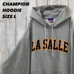 n*u様 チャンピオン　カレッジ切文字刺繍ロゴスエットパーカー　L グレー　アメ