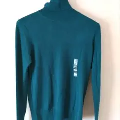 新品★UNIQLO エクストラファインメリノタートルネックセーター L グリーン