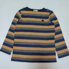 110★ミキハウスダブルB★くろくま刺繍！カラフルボーダーTシャツ★