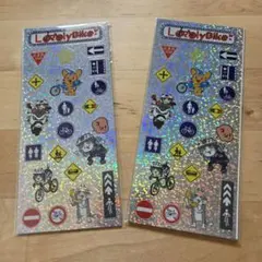 Lovely Bike 交通標識ステッカー ピーポくん　仕事猫 キラキラシールのサムネイル
