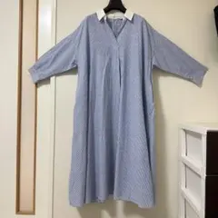 LILASIC リラシク スキッパー ストライプ シャツワンピース ロング