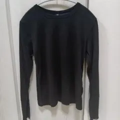 GU　ソフトシアークルーネック　長袖　BLACK　Мサイズ