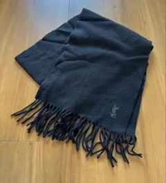 YSL イヴ・サンローラン マフラー 黒 SAINT LAURENT YSL サンローラン ロゴ マフラー スカーフ ギフト