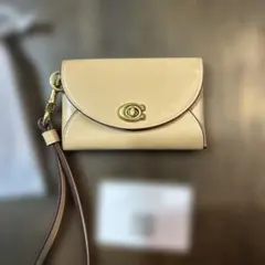 COACH ベージュ レザー カードケース