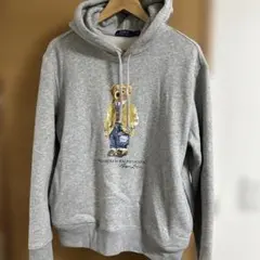 ラルフローレン　ポロベア　ポケット付き　プルオーバーパーカー　グレー　ツートン