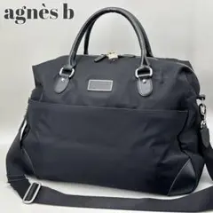 美品】agnes b. ナイロン×レザー ボストンバッグ 2way 黒 - メルカリ