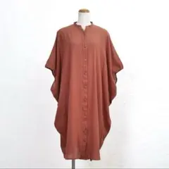 MALAIKA(マライカ)綿ワッシャービッグ前あきワンピース