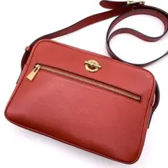 【希少/美品】CELINE カメラバッグ レザー サークルロゴ 肩掛け レッド