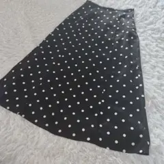 NOBLE ノーブル スカート フレア ドット ロング ブラック 36 S