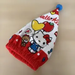 【数回使用】ハローキティ　タオルキャップ　赤白のサムネイル
