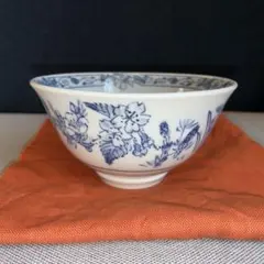 美品 茶道具 抹茶碗 長島豊彦 三嶋暦 三島茶碗 白磁に藍模様 春夏秋冬の花のサムネイル