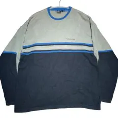 QUIKSILVER ニットセーター 厚手 ボーダー柄 グレー サーフ系