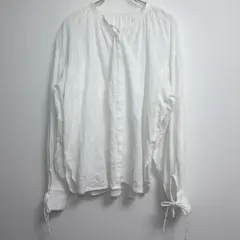 ✨綿100％✨ アングリッド F ブラウス バンドカラー ジャガード 白 万能