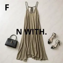 n603【N WITH.】キャミソールロングワンピース 光沢あり