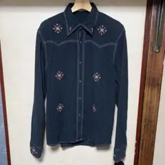 TMT 刺繍入り ウエスタンシャツ ブラック Lサイズ　古着のサムネイル
