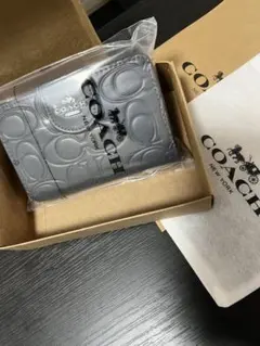 COACH コーチ 二つ折り財布 シグネチャー柄　グレー　正規品
