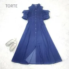 美品✨TORTE デニムワンピース ロング丈 ステッチ　レースアップのサムネイル