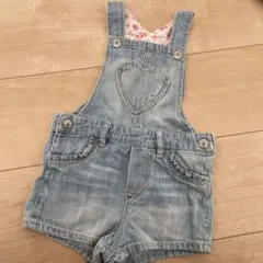 H&Mデニムオーバーオール ハートポッケ付き74cm