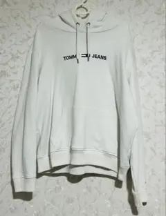 TOMMY JEANS ホワイト フード付きパーカー L