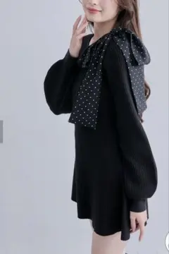 OLIVE des OLIVE 肩リボンニットワンピ