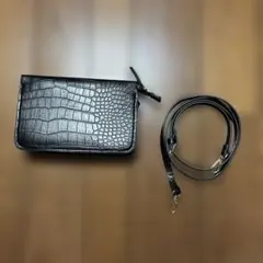 H&M クロコ型押し ショルダーバッグ ブラックのサムネイル