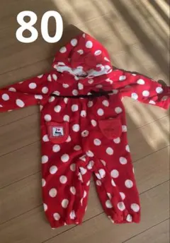 ベビー　長袖　ロンパース　ミニー風　80 ドット柄