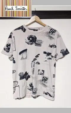 【Paul Smith】半袖Tシャツ/カットソー/総柄/グラフィック/ロゴ/美品