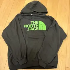 古着 THE NORTH FACE ブラックパーカー グリーンロゴ