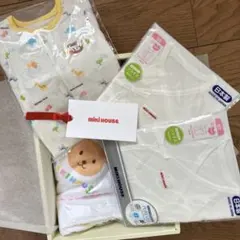 ミキハウス 動物柄 肌着・ロンパース・タオルセット 50