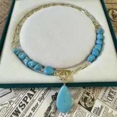 ヴィンテージ デザイン　アクセサリー　ネックレス　ターコイズブルー　レトロ
